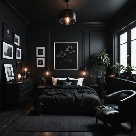 All-Black Minimal Bedroom