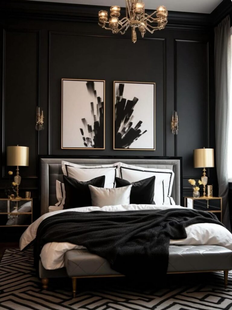 Black Panel Luxury Bedroom