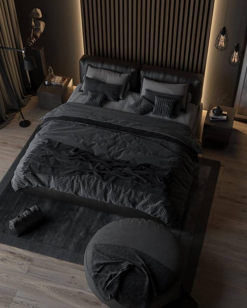 Black Slat Wall Bedroom