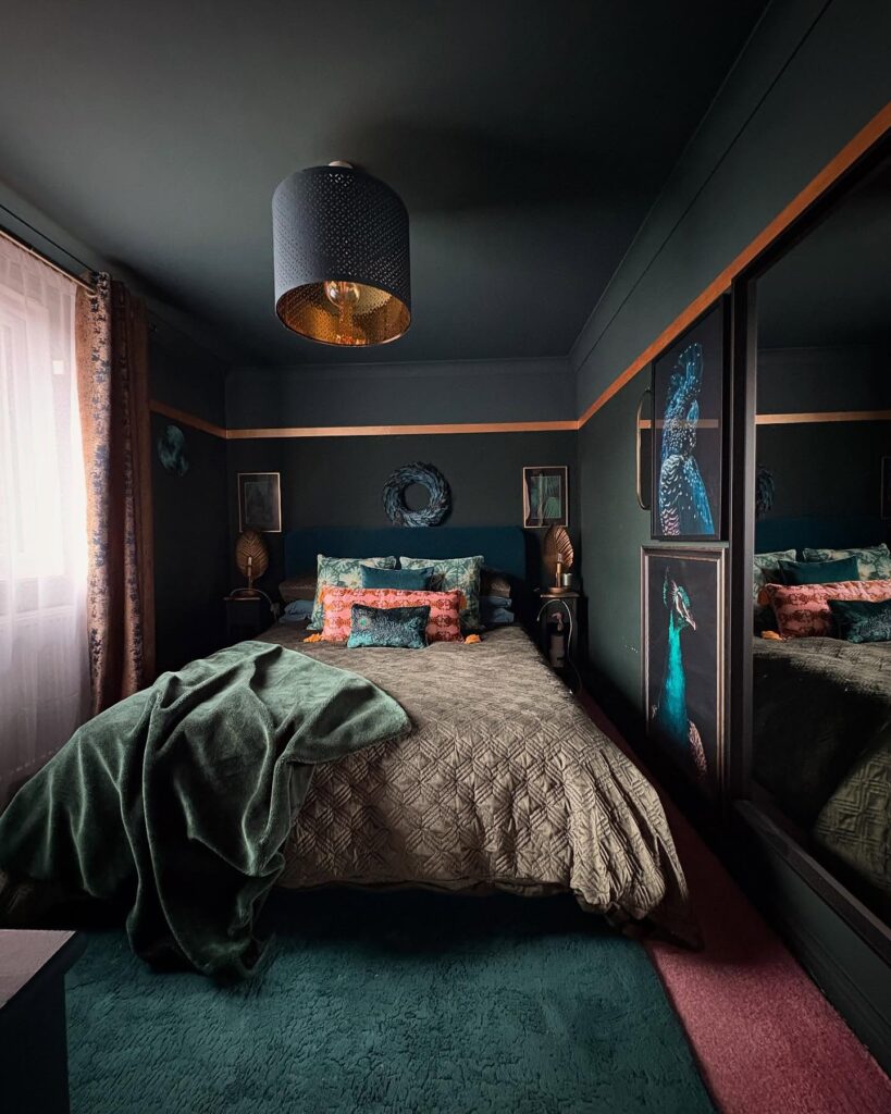 Dark Teal Romantic Bedroom