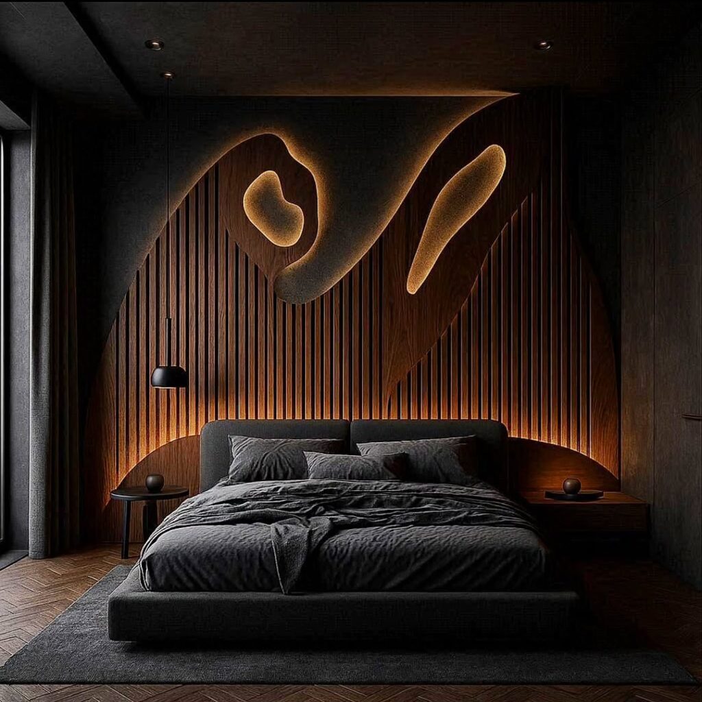 Dramatic Wood Accent Bedroom