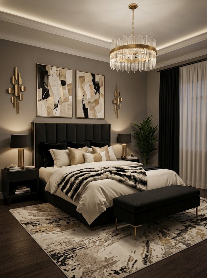 Luxury Black and Gold Bedroom