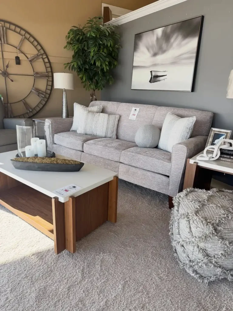 Casual Three-Seat Sofa in Heathered Gray