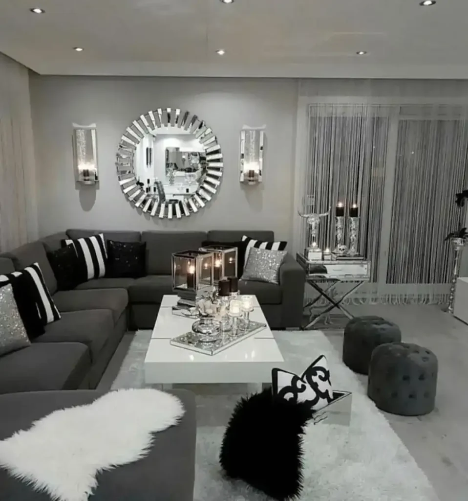 Create a Glamorous Small Living Room With Gray and Black