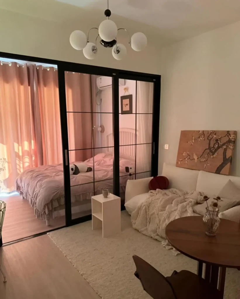 Use Glass to Separate a Studio Bedroom