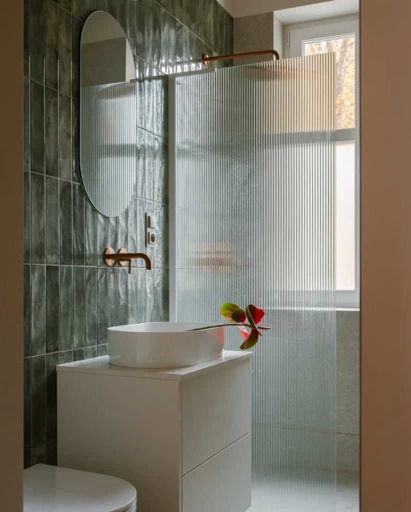 Green Tile With Ribbed Glass