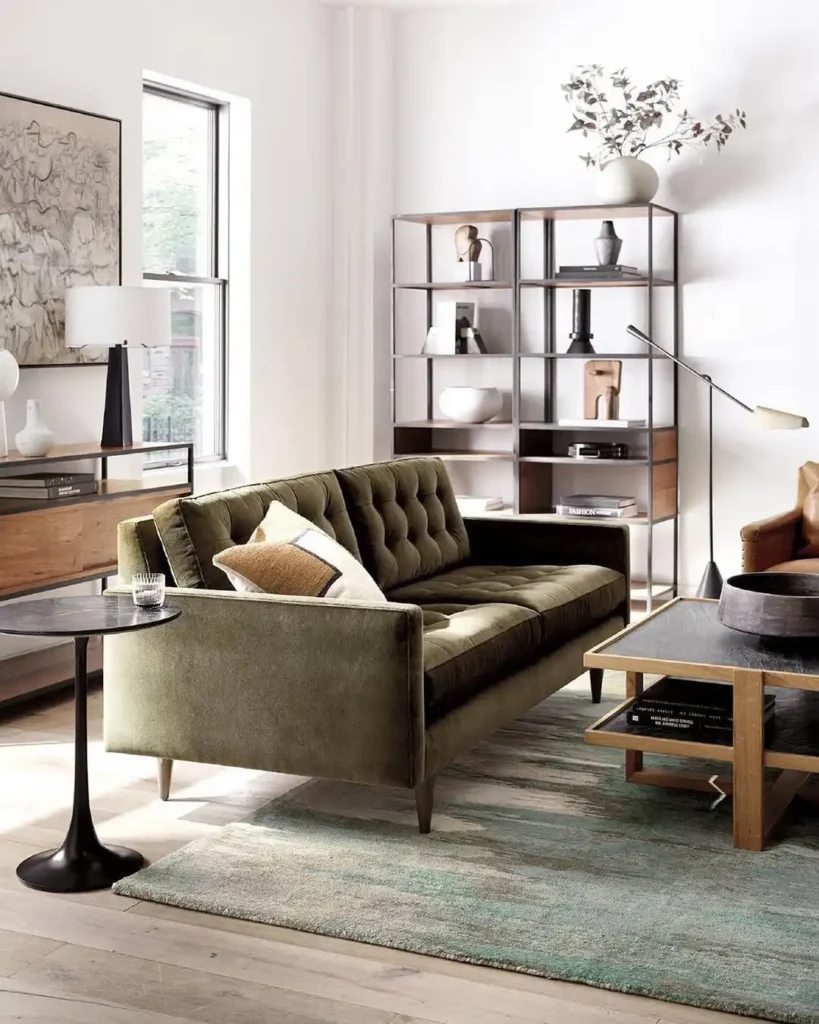 Moss Green Tufted Sofa