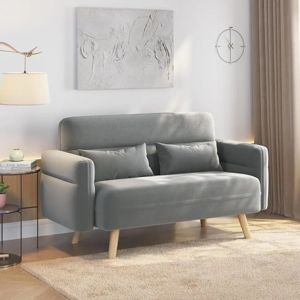 Scandinavian-Style Gray Loveseat
