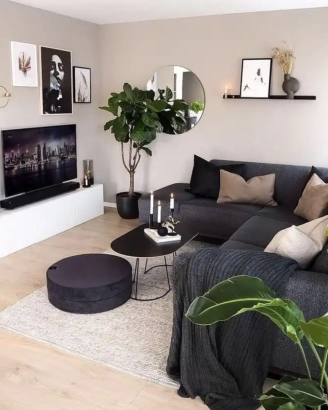 Use a Dark Sofa to Ground a Neutral Room