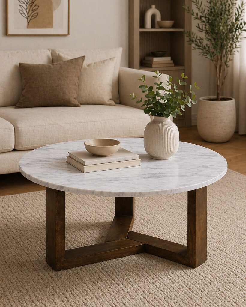 Black and Wood Round Table
