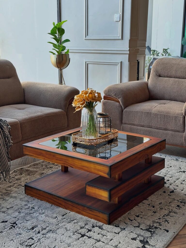Round Light-Wood Coffee Table