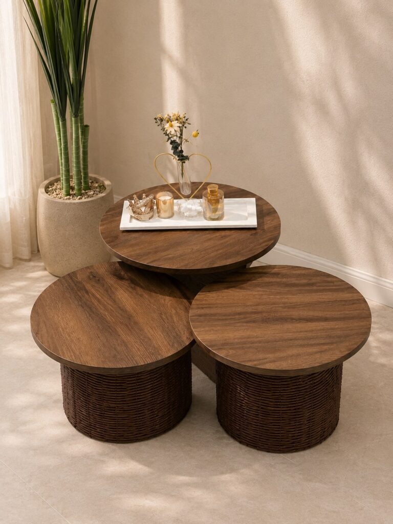 Three-Piece Wooden Coffee Tables