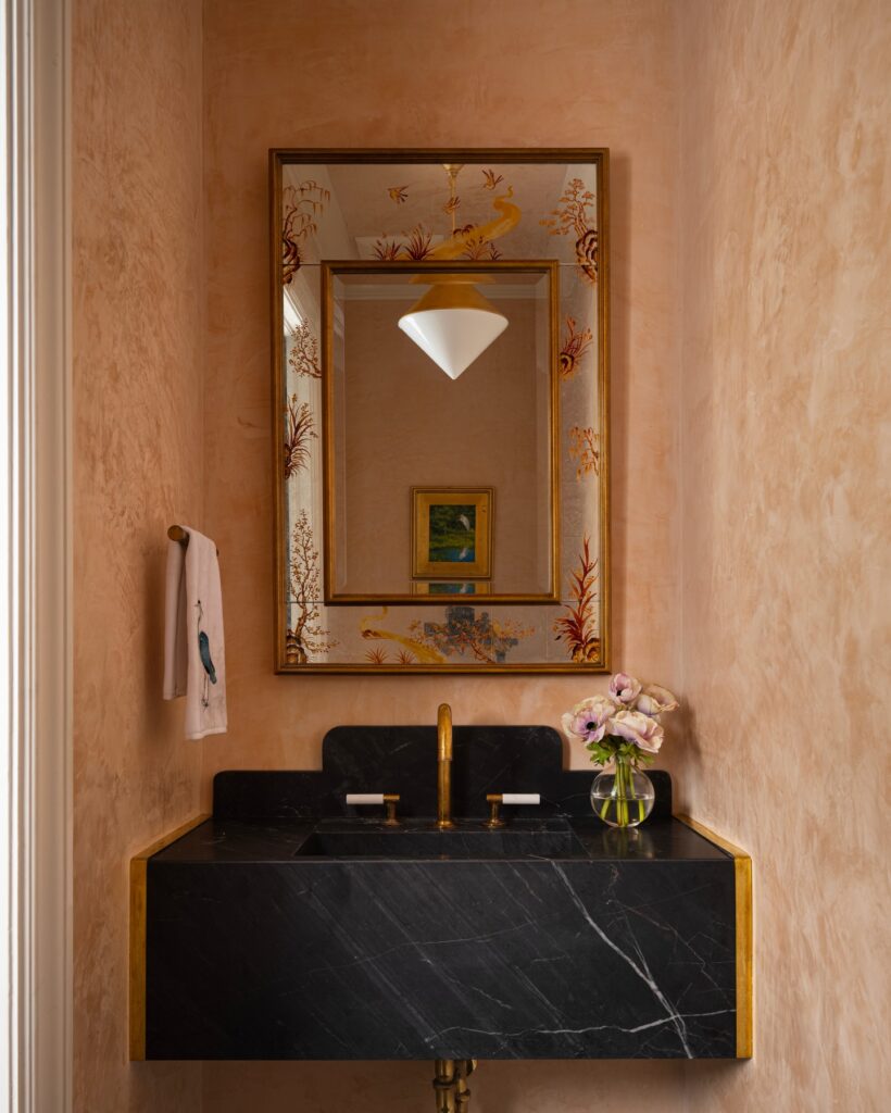 Vintage Chinoiserie Mirror Powder Room